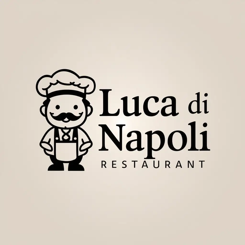 LOGO-Design-for-Luca-di-Napoli-Cute-Italian-Man-Symbol-in-Restaurant-Industry