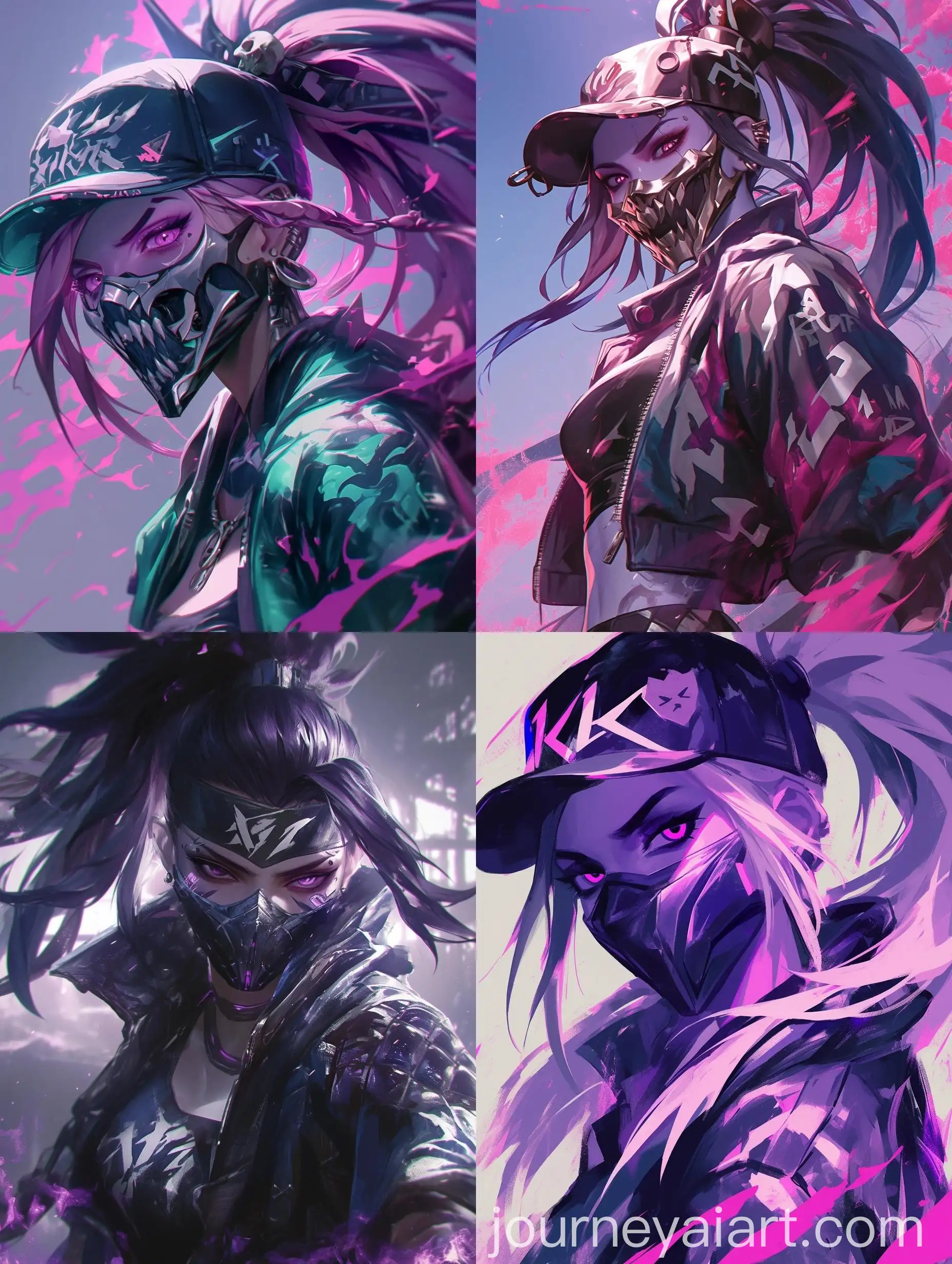 Akali-Cyberpunk-Art-Dark-White-and-Light-Violet-Style