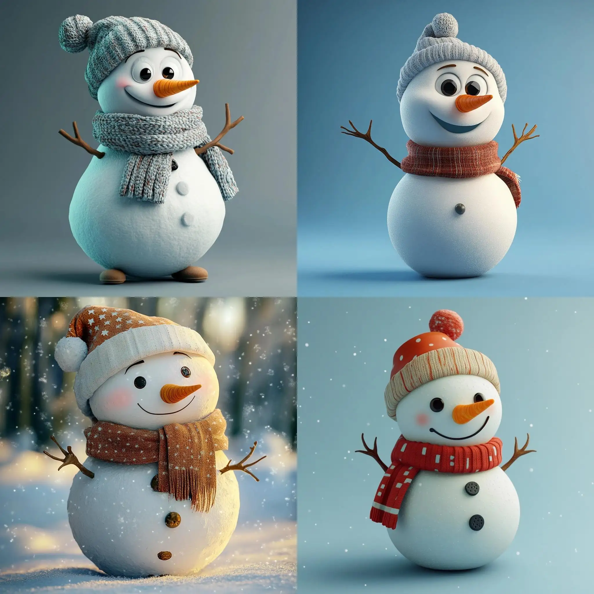 Cheerful-Snowman-Character-with-Scarf-and-Hat-Disney-Style