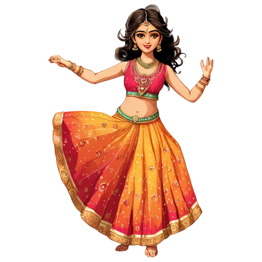 garba dandiya dancing girl clipart image