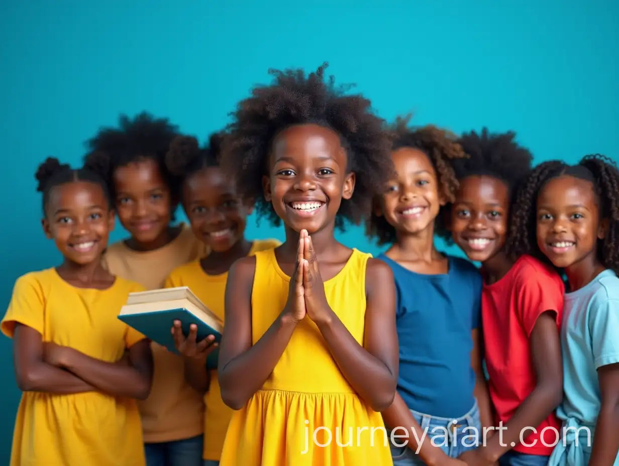Group-of-Smiling-Black-Children-in-Colorful-Outfits-Surrounded-by-Books-and-Prime-Sign