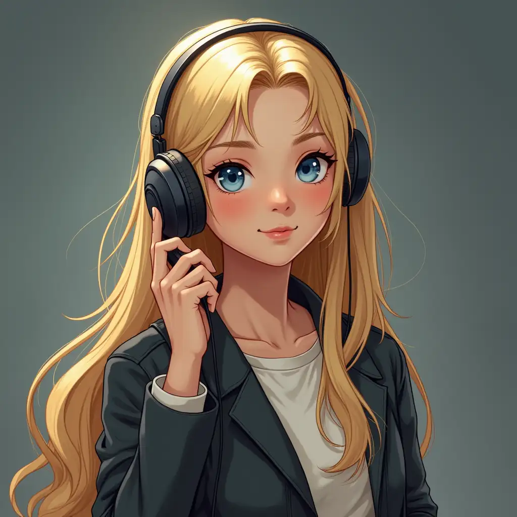 I am a girl with long blonde hair and blue eyes, I want there to be a phone and microphone