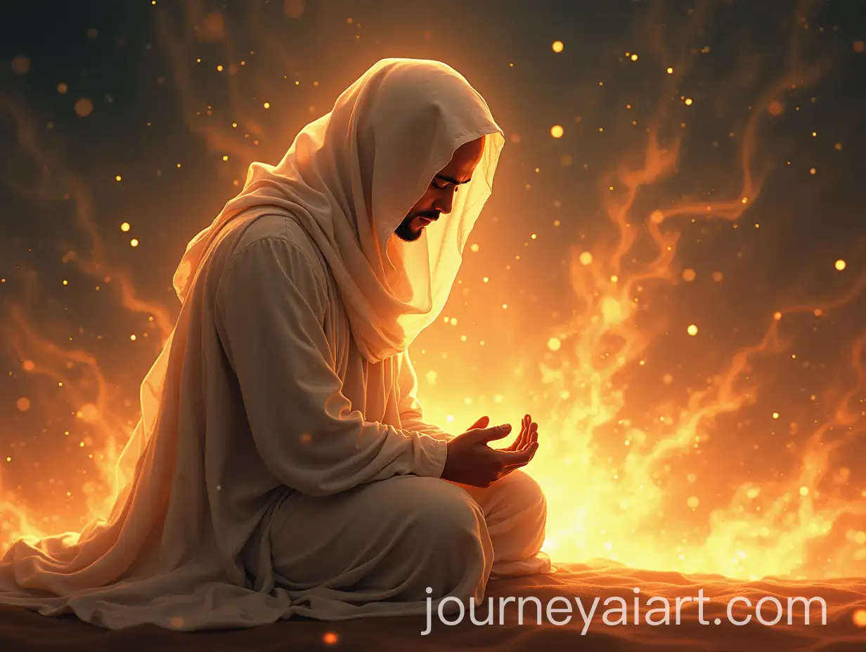 A-Muslim-Man-in-Prayer-with-a-Celestial-Ghostly-Comfort