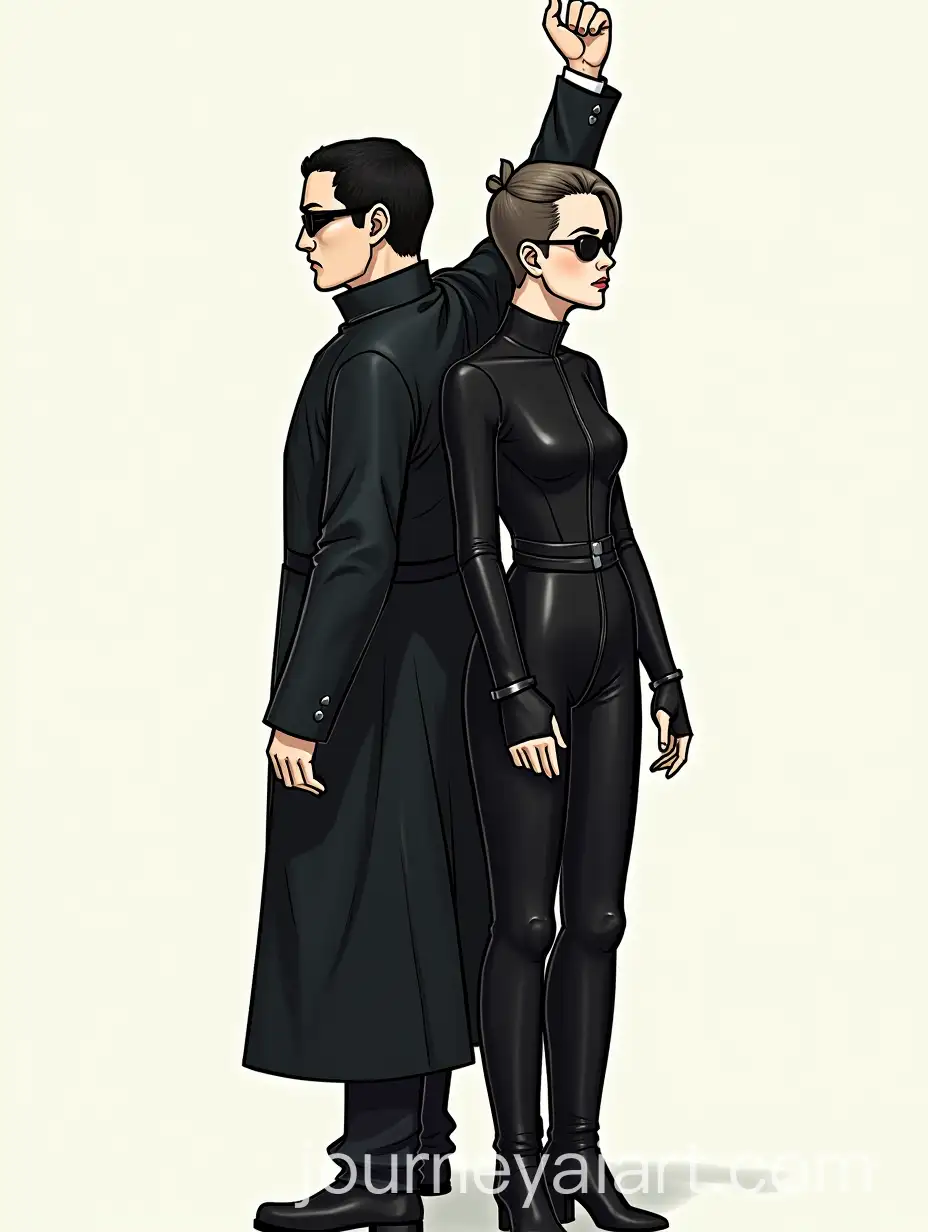Neo-and-Trinity-Back-to-Back-from-The-Matrix-in-Iconic-Black-Attire