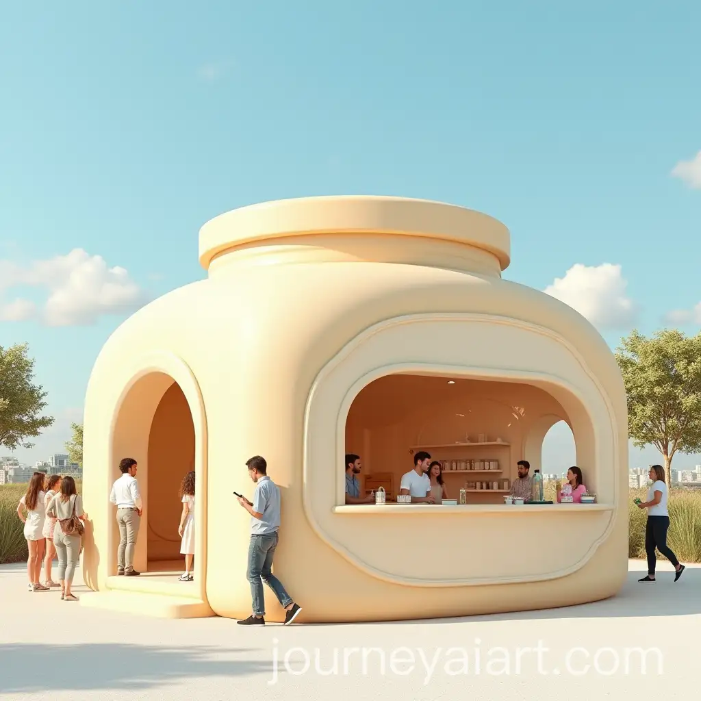 HyperRealistic-PopUp-Store-Large-Cream-Jar-Structure-in-Sunny-Outdoor-Scene