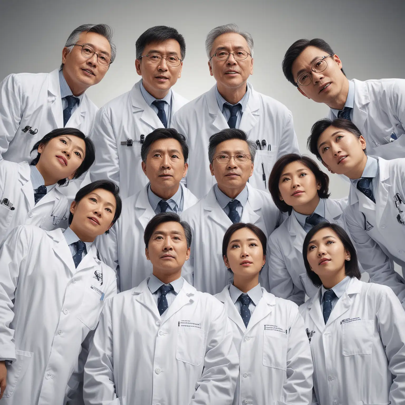 Group-of-Five-Doctors-in-Triangular-Composition-Asian-Faces-and-White-Lab-Coats