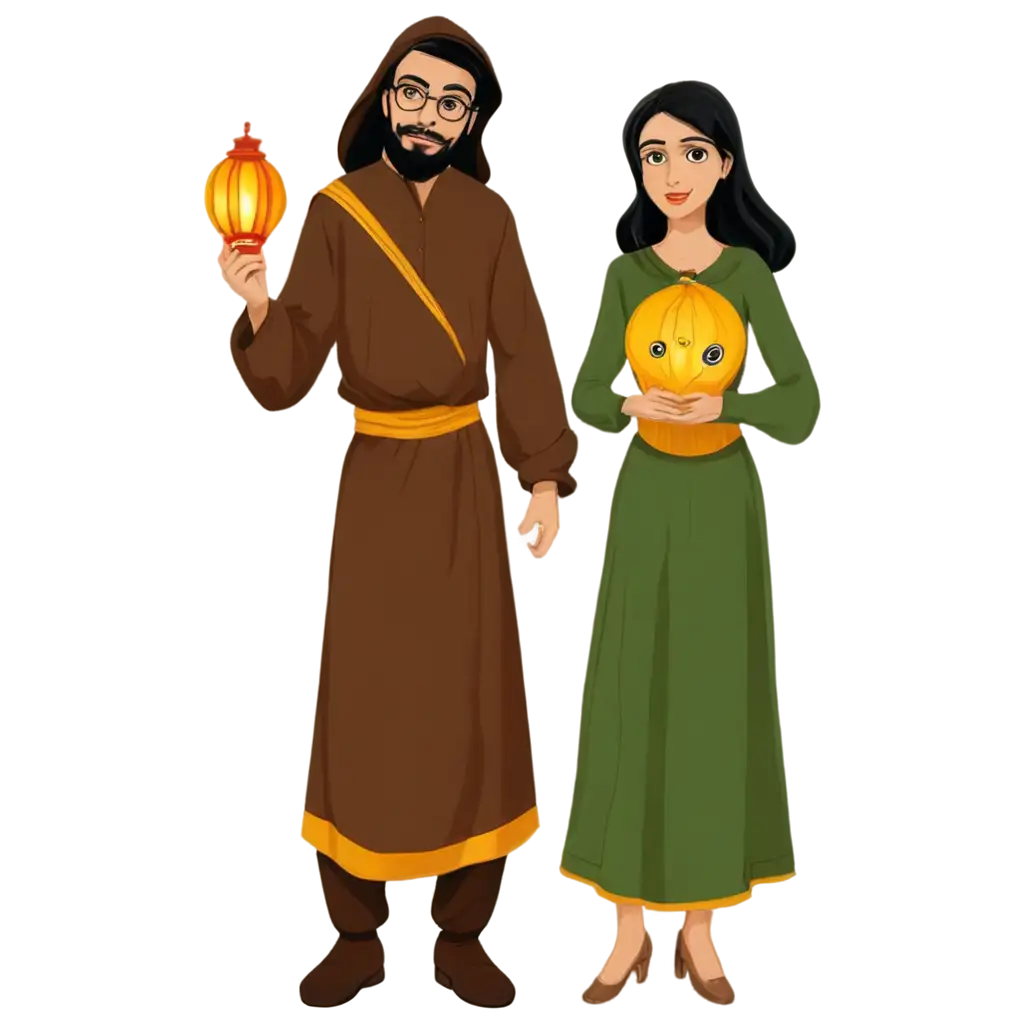 Ali-Baba-and-Mansoor-Holding-Naour-Lantern-PNG-Image-for-Coloring-and-Digital-Art