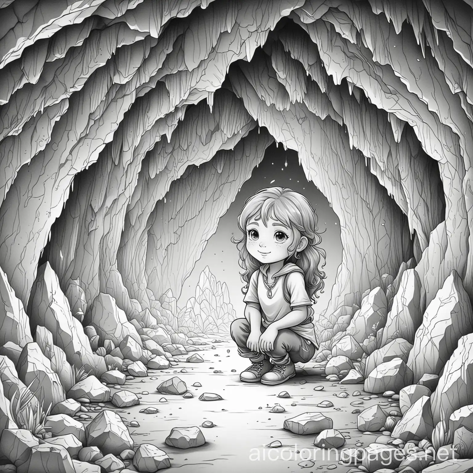 Crystal-Cave-Coloring-Page-for-Kids-Black-and-White-Line-Art-with-Ample-White-Space