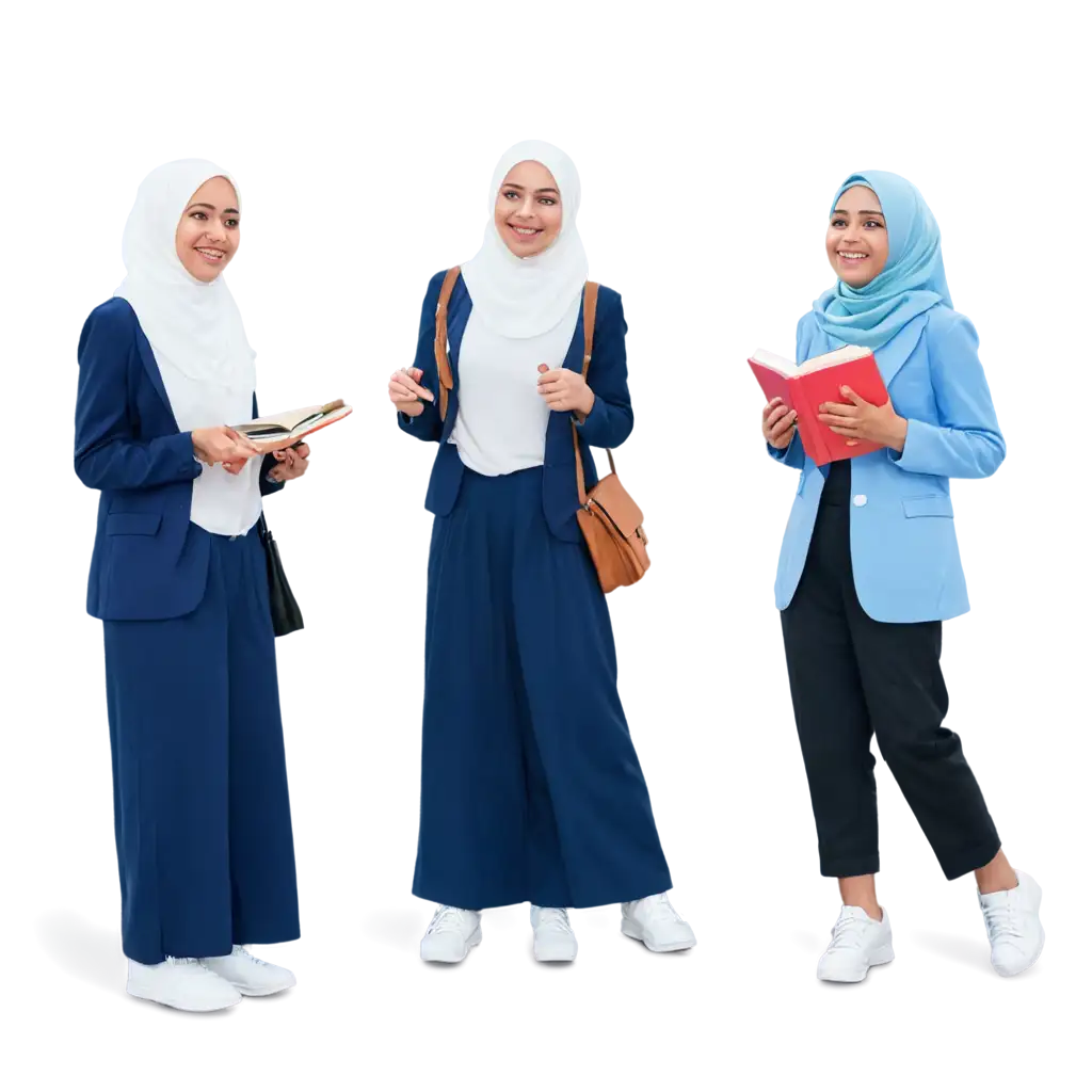 Young-Female-Muslim-Students-in-White-Jilbab-and-Blue-College-Blazer-PNG-Image-for-Academic-and-Social-Contexts