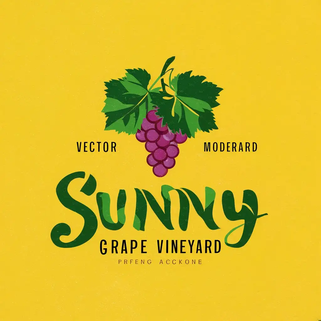 a vector logo design,with the text "sunny grape vineyard", main symbol:Grapes, grape leaves,Moderate,clear background