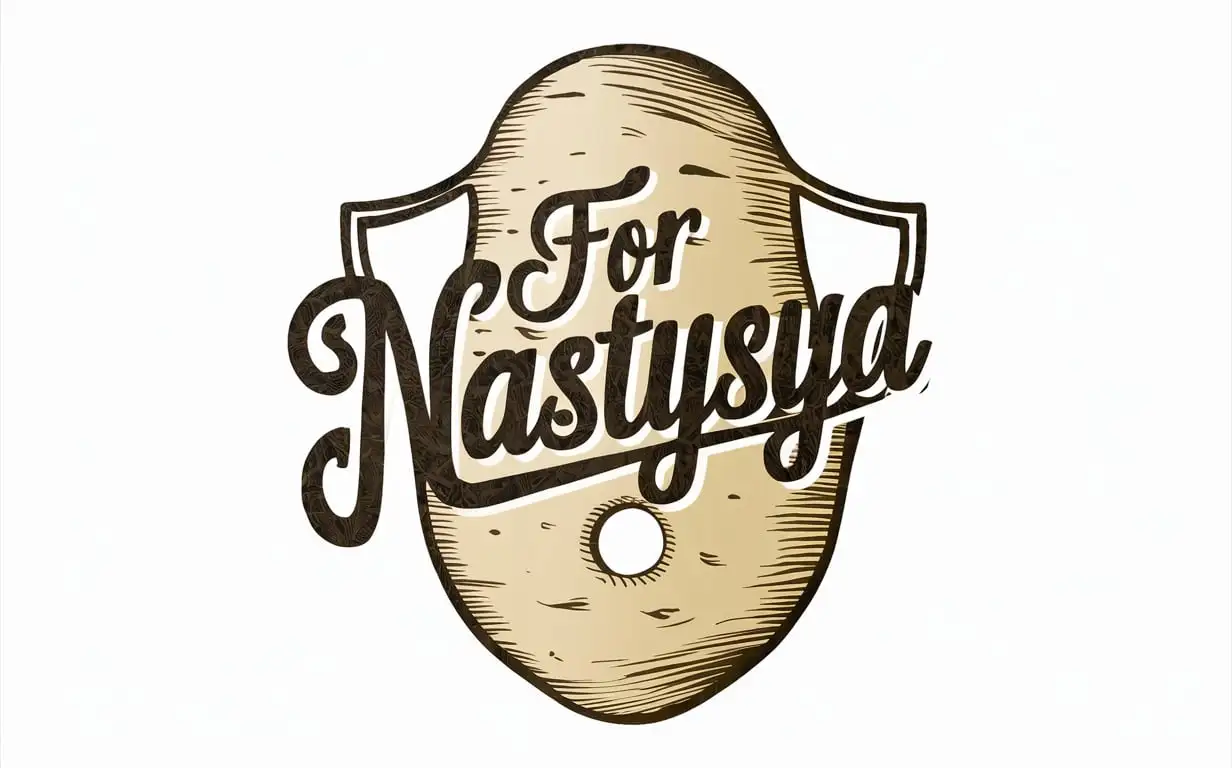 Медаль из картошки с надписью "For Nastysya"
