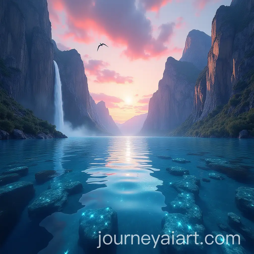 Majestic-Fjord-with-Crystal-Waters-and-GemEmbedded-Cliffs