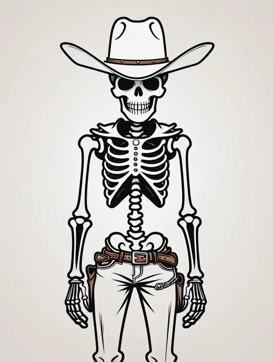 Skeleton Cowboy in Western Attire Sketch