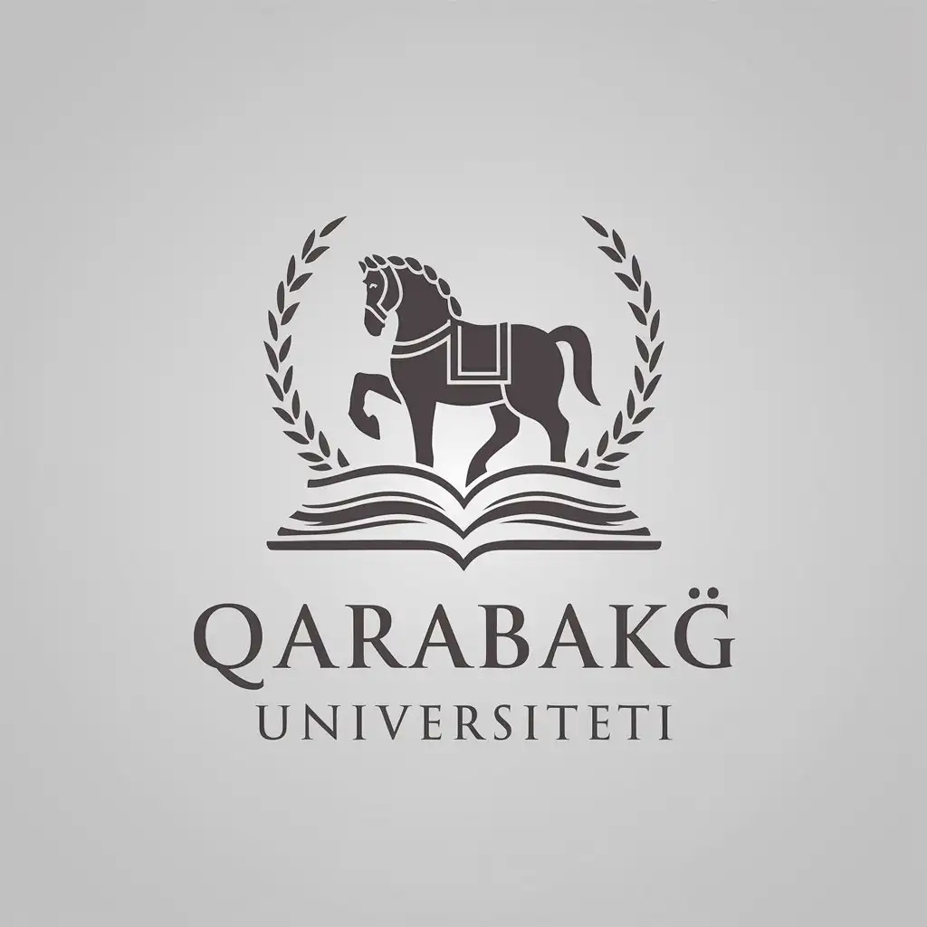 LOGO Design for Qaraba Universiteti Minimalistic Karabakh Horse and Crescent Symbol for Education Industry