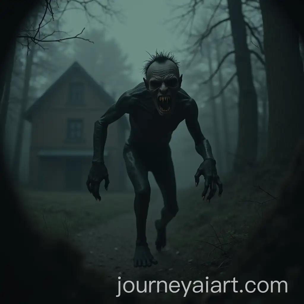 Creepy-Creature-Emerges-from-Dark-Hole-in-Forest