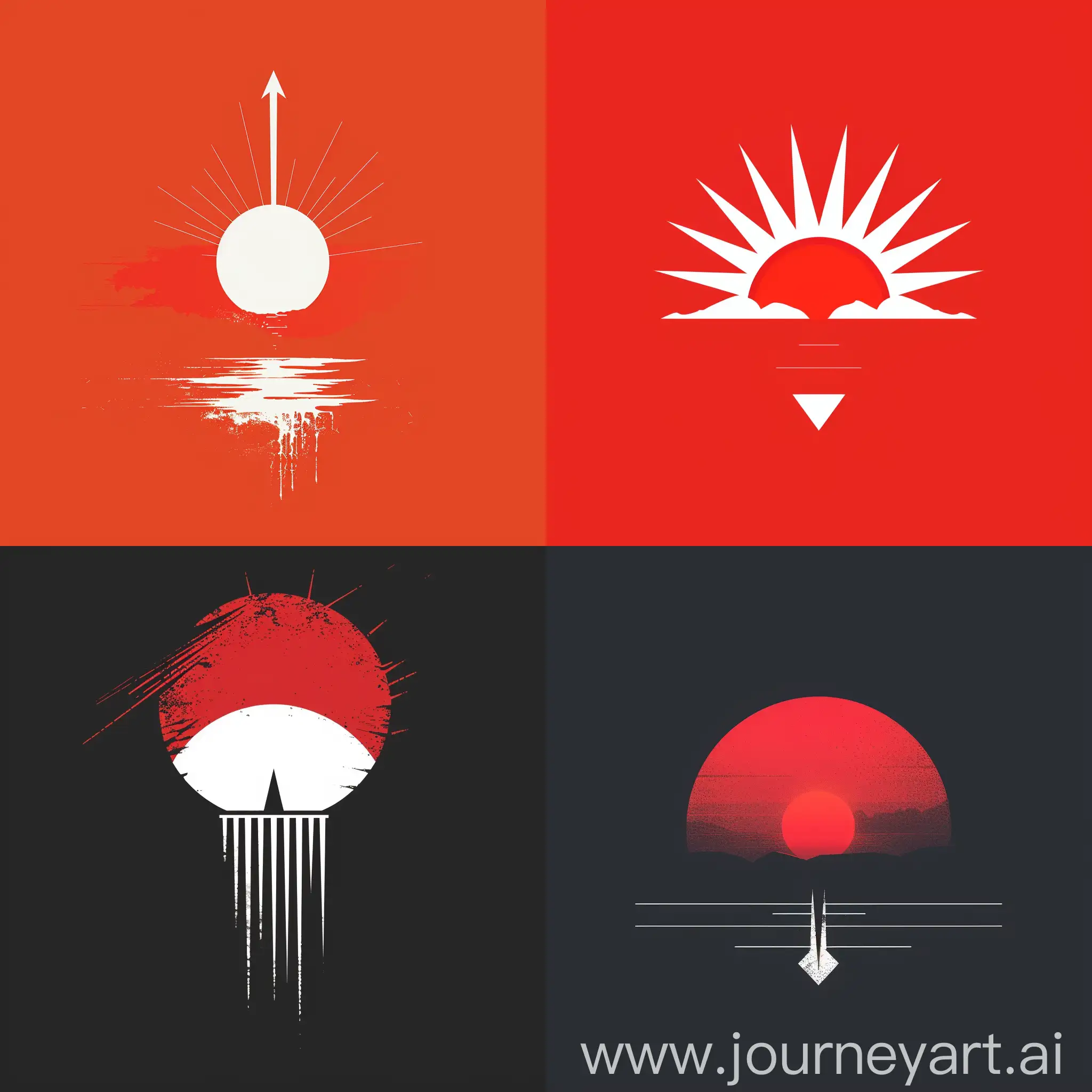 Minimalistic-Red-Sunrise-Logo-with-White-Arrow-and-Rays