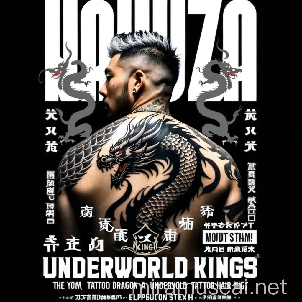 Man with Yakuza Underworld Kings Dragon Tattoo and Slope Haircut