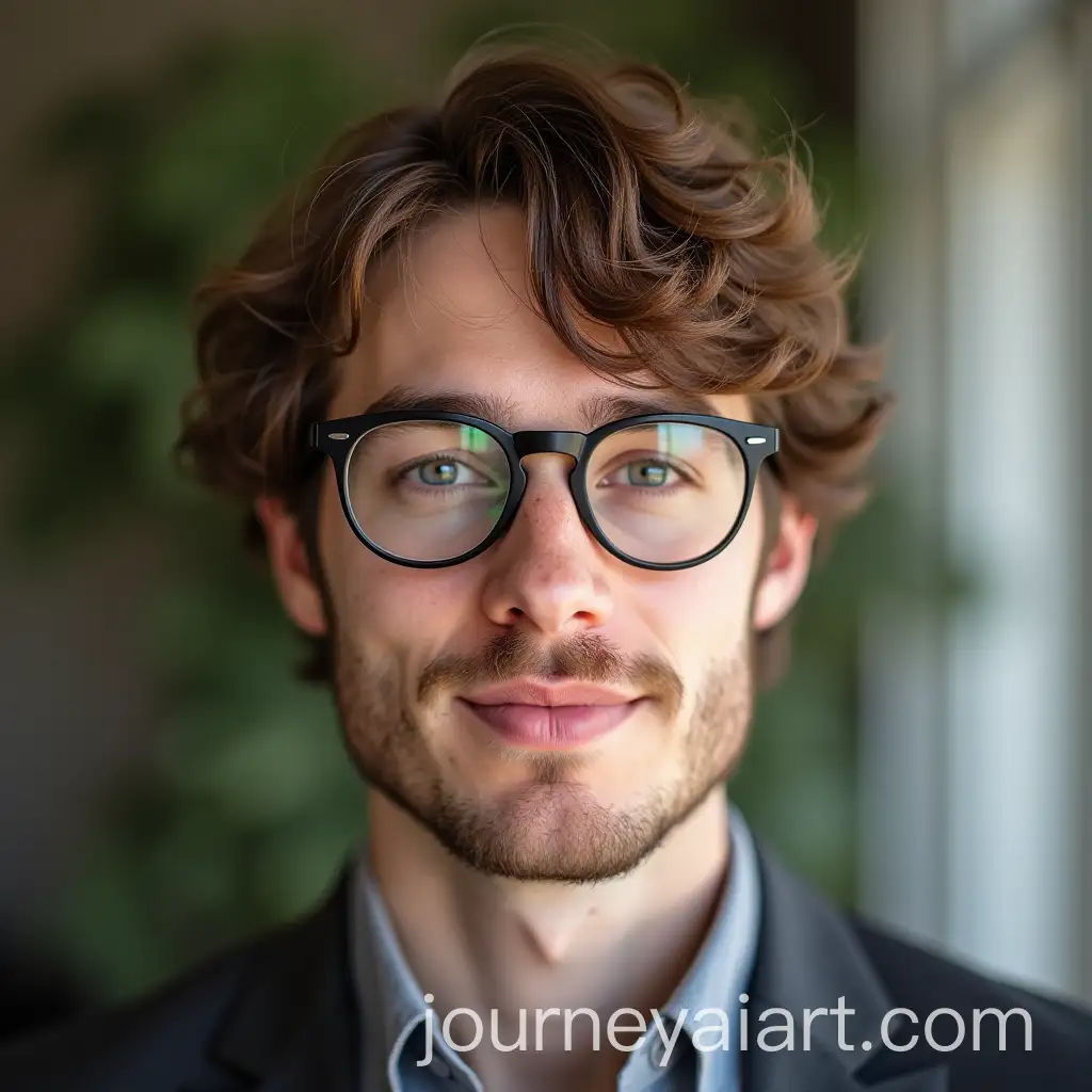 Man-with-Short-Brown-Hair-and-Glasses-in-Casual-Setting