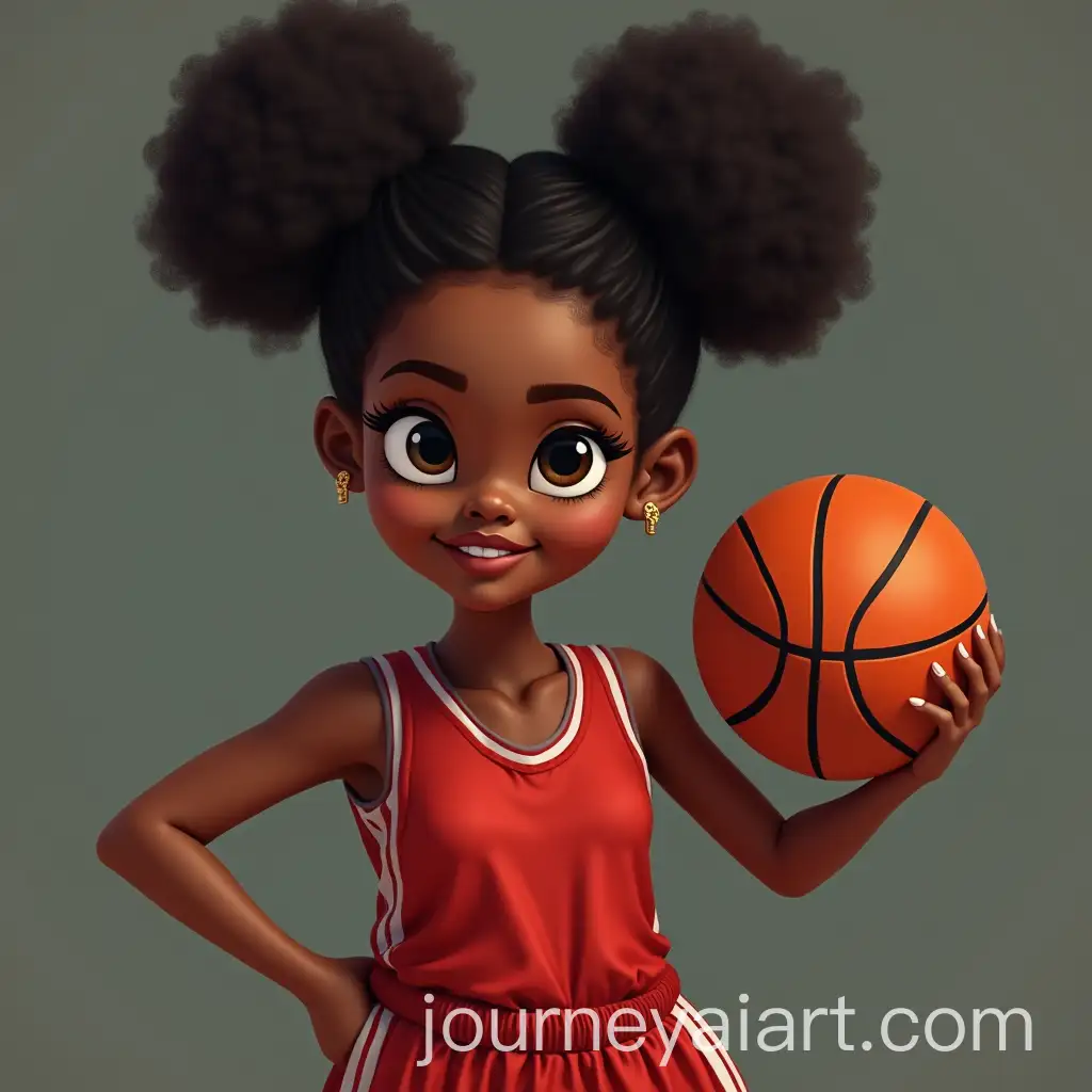22YearOld-Black-Woman-Basketball-Player-with-Afro-Puffs-and-Curvy-Build
