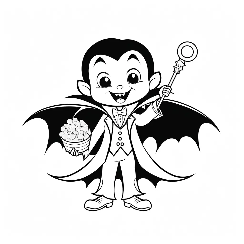 Friendly-Vampire-Sharing-Treats-Coloring-Page