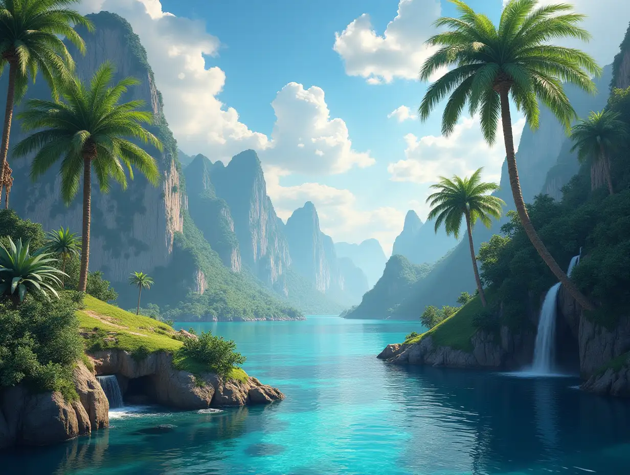 Create for me a photorealistic image of Paradise in Heaven