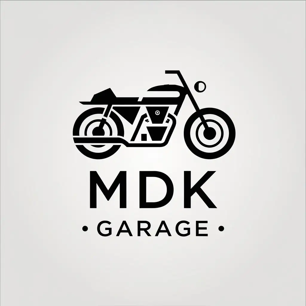 LOGO Design for MDK Garage Minimalistic Motorrad with Clear Background for Automotive Industry