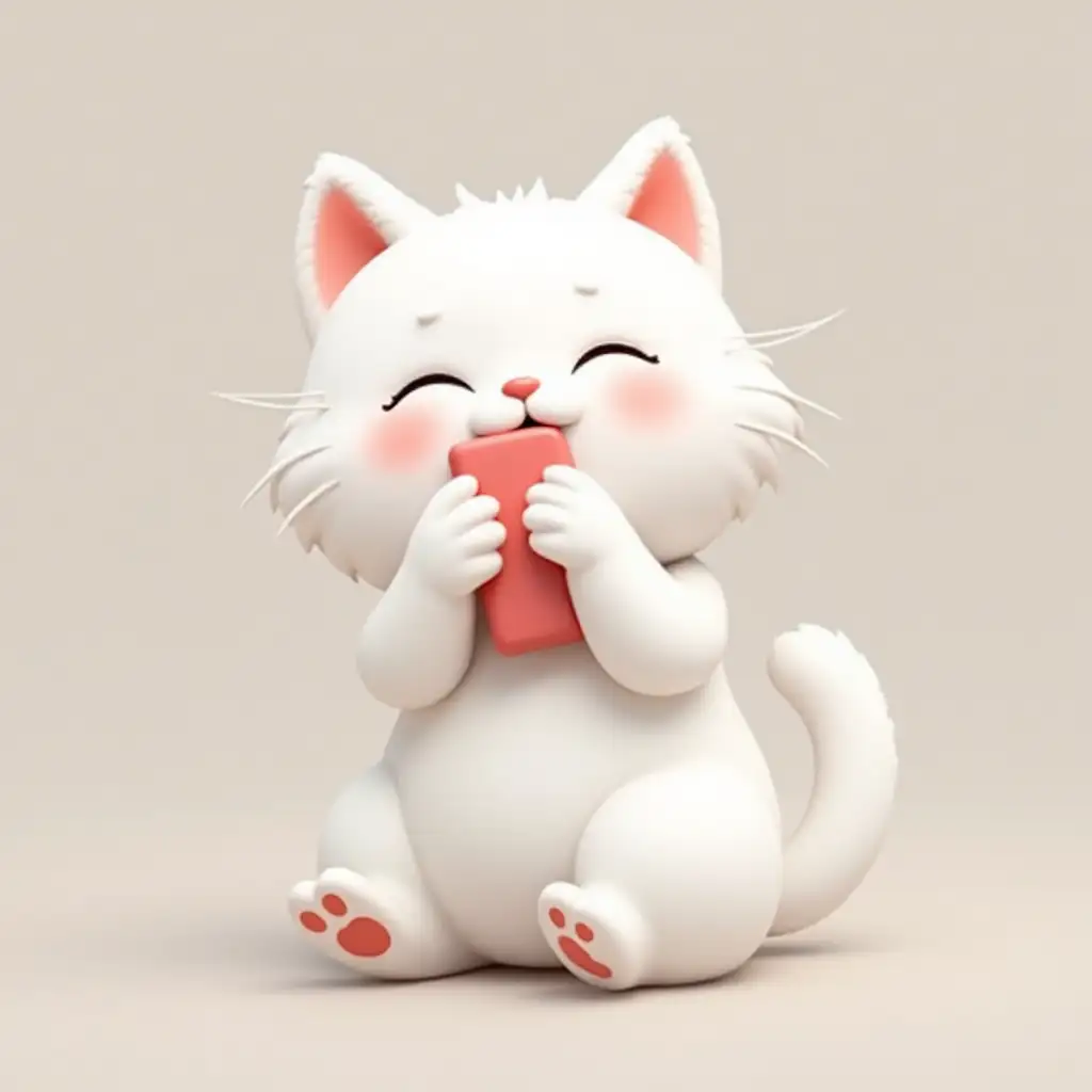 White cat, can use as a phone emoji