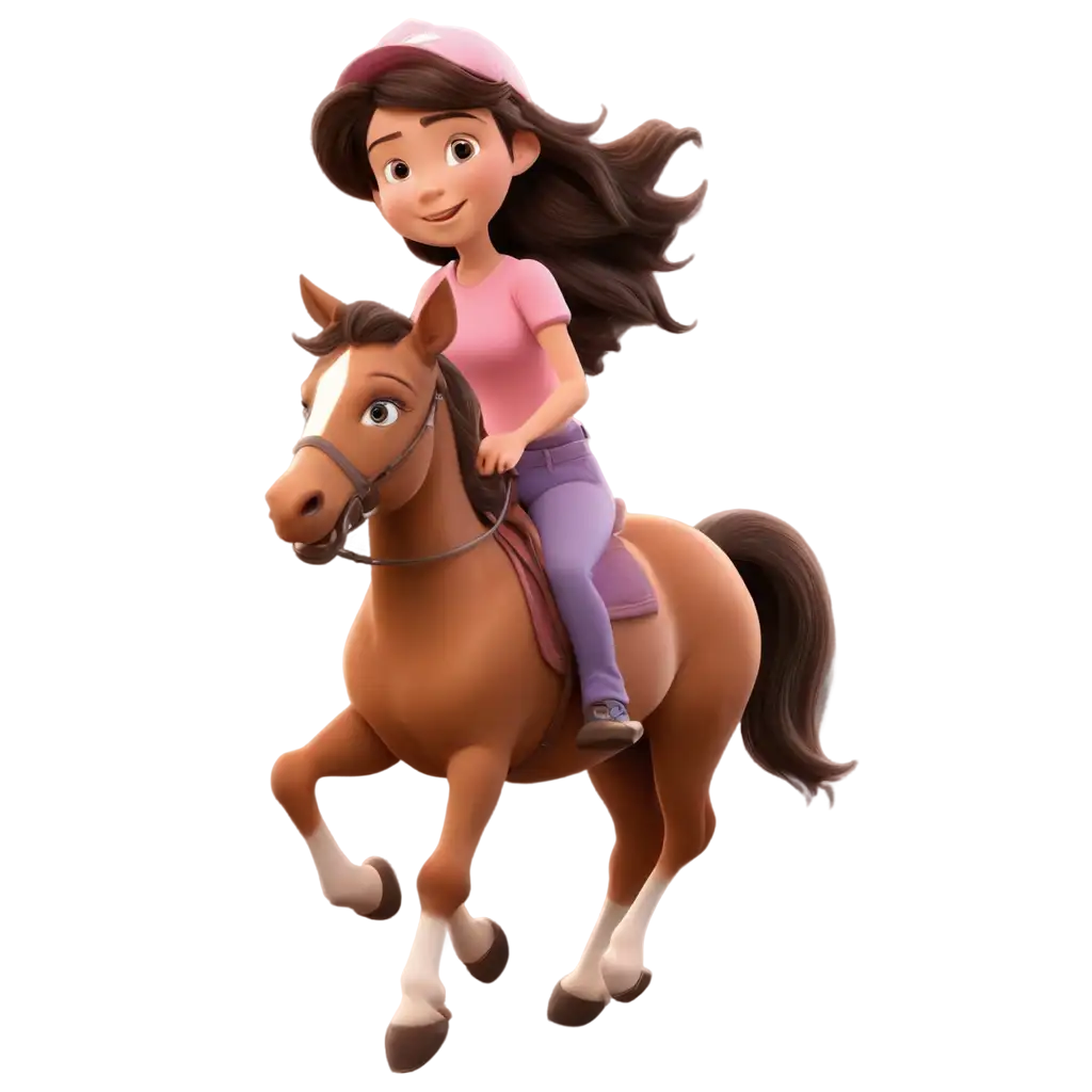 3D-Animated-PNG-of-a-Young-Girl-Riding-a-Galloping-Horse-Through-a-Dreamy-Pink-and-Purple-Sky