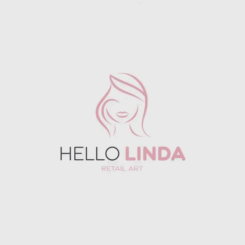 a vector logo design,with the text "Hello Linda", main symbol:female face outline/nail art outline,Minimalistic,be used in Retail industry,clear background