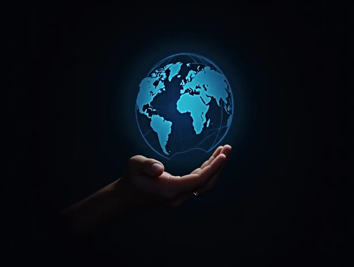 Hand-Holding-a-Globe-with-Export-and-Import-Lines-on-Black-Background