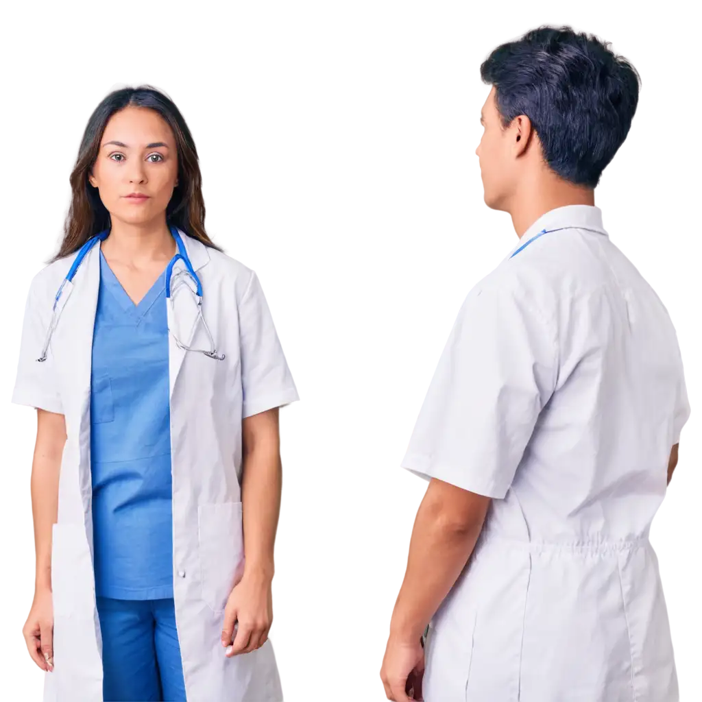 Male and female doctors are looking at a big screen showing a medical site