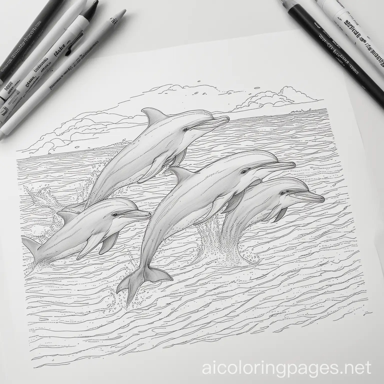 Dolphins-Playing-at-Miami-Beach-Coloring-Page