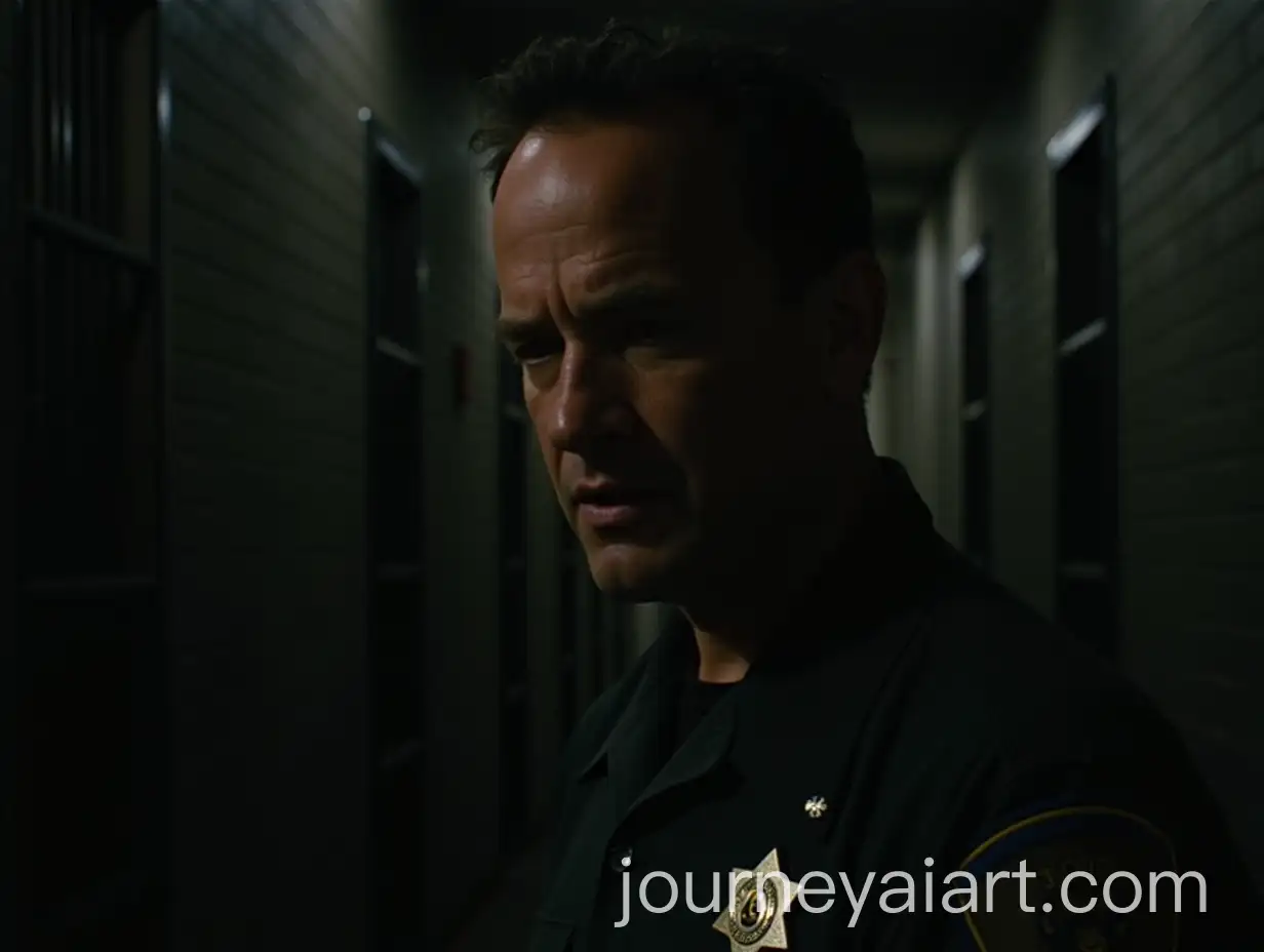 Emotional-Prison-Guard-Watching-Over-Inmate-in-Dimly-Lit-Corridor