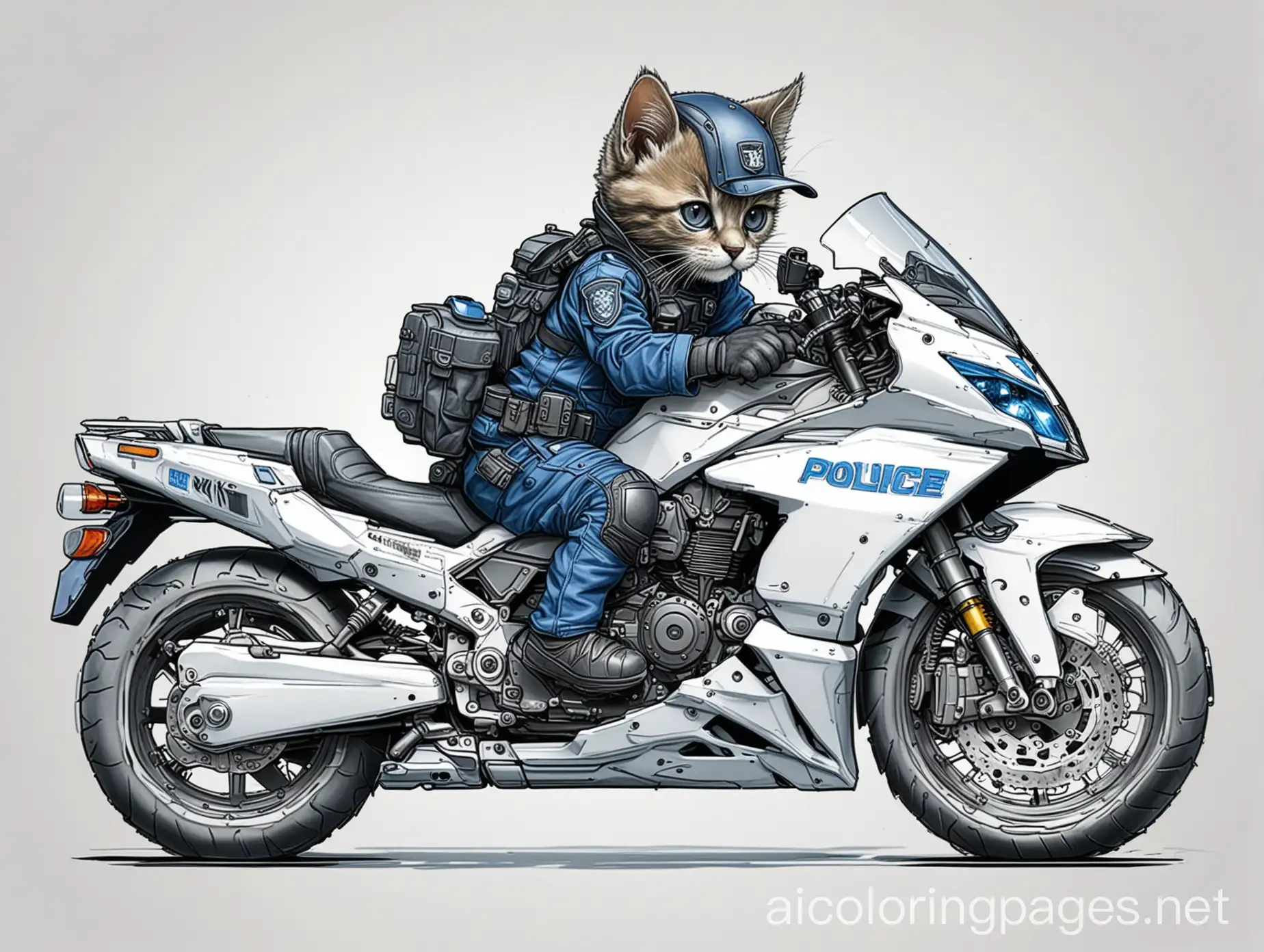 Black-Kitten-Riding-Police-Motorcycle-Coloring-Page