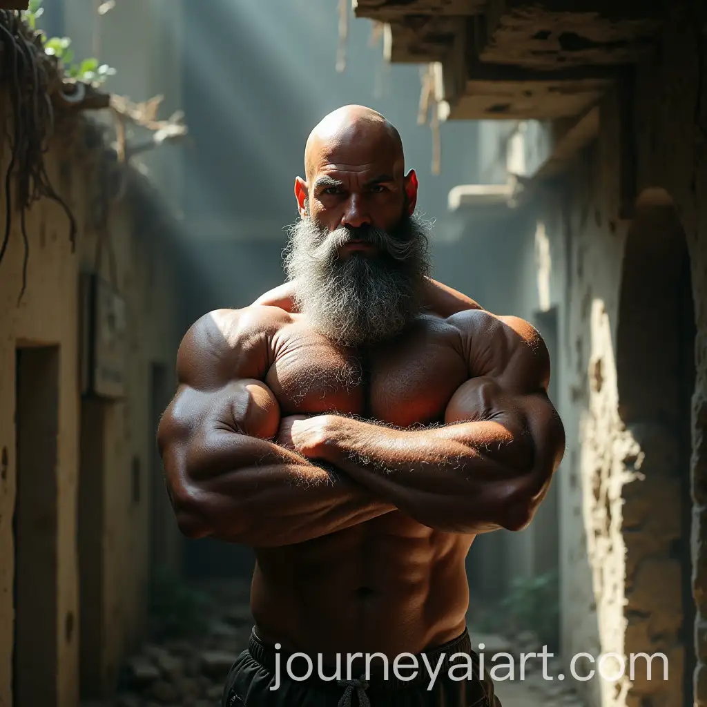 Muscular-Survivor-in-PostApocalyptic-Home-Amidst-Urban-Ruins
