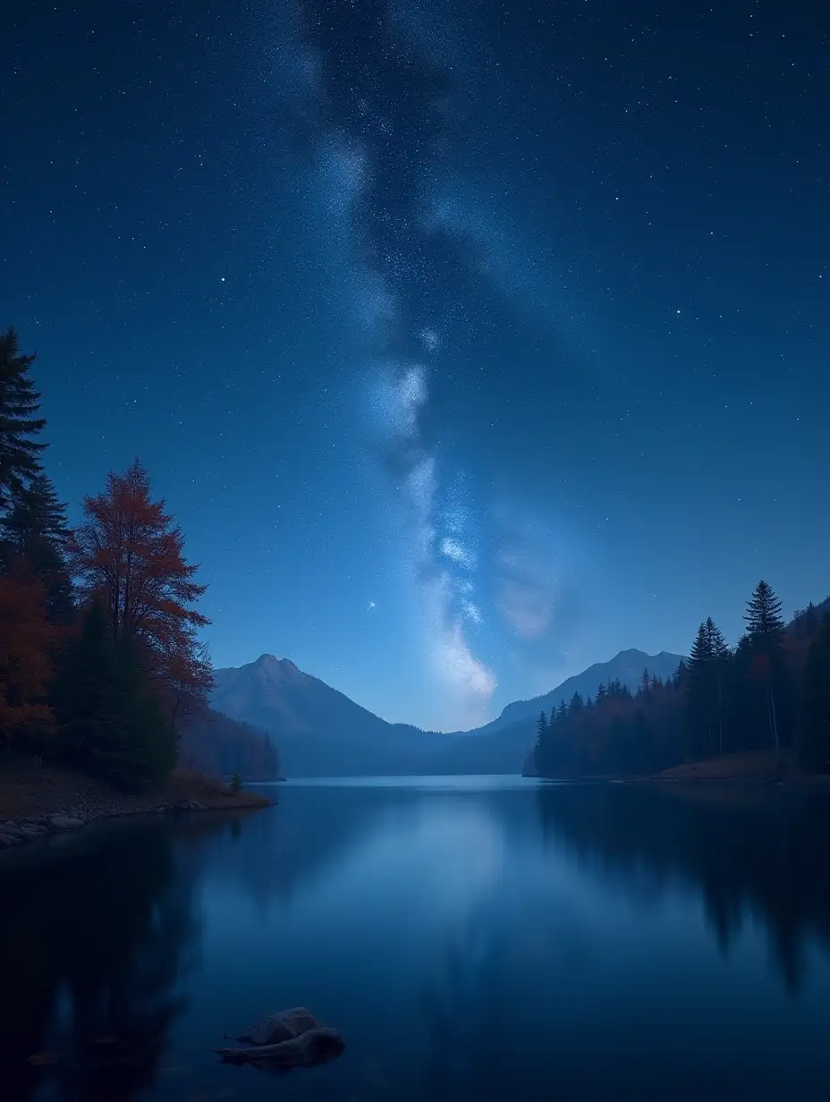 universe, Pleiades star cluster, blue, lake, autumn