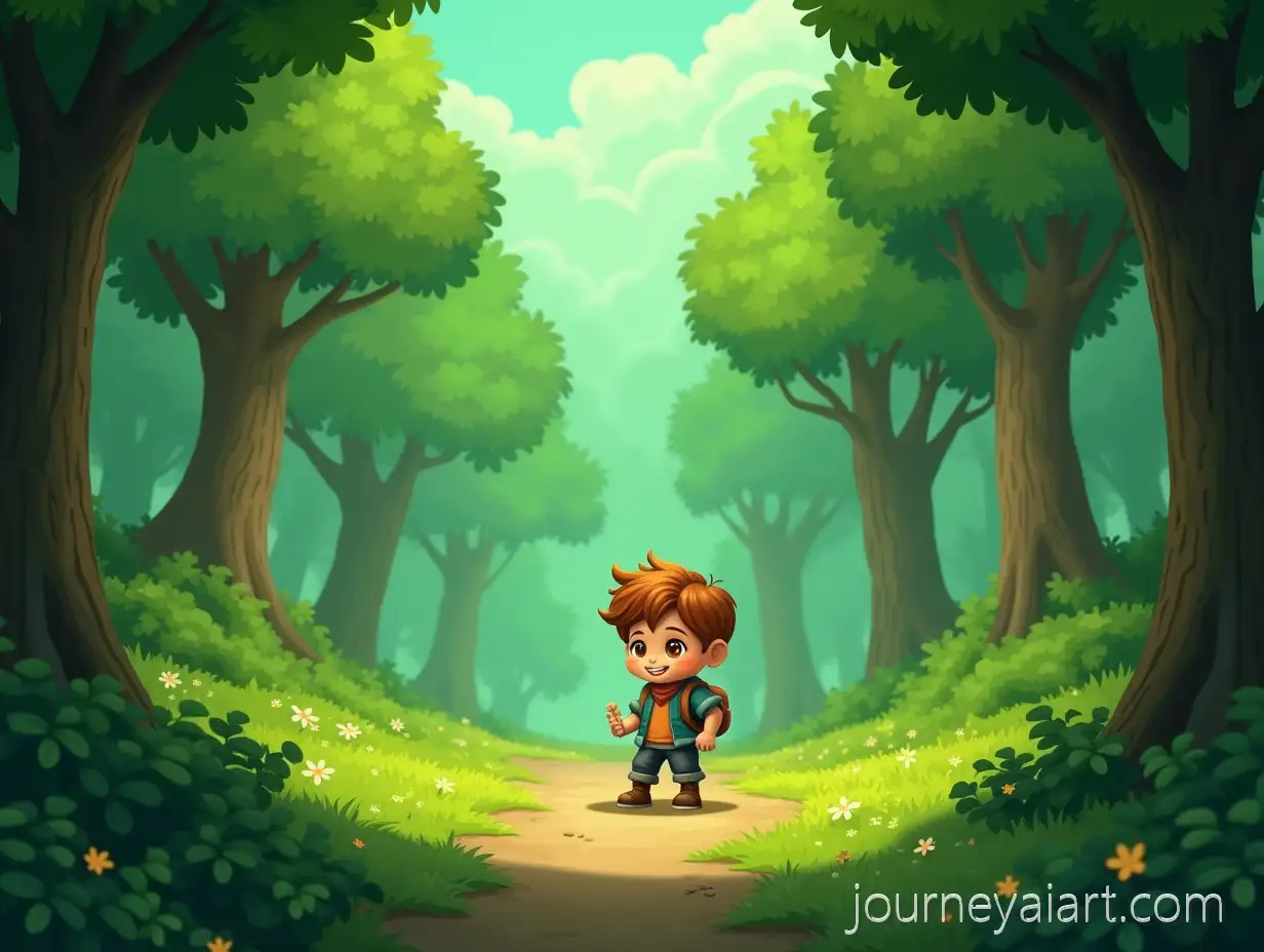 Animated-Scene-of-a-Child-Exploring-a-Lush-GreenAI-Image-Prompt-Expansion-Forest