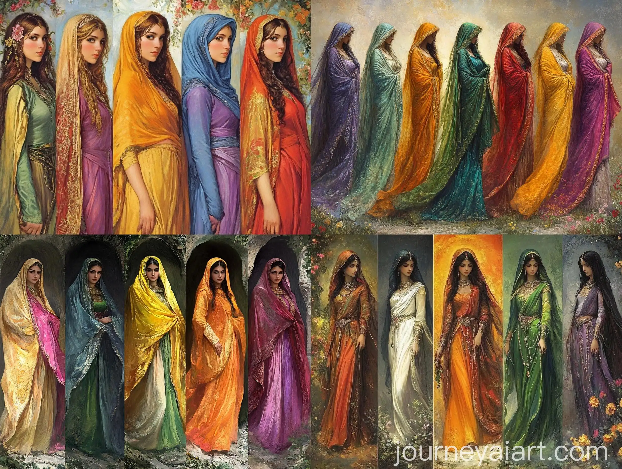 Six-Guardian-Women-in-Historical-Persian-Clothing-Radiant-and-Wise-in-a-Serene-Spiritual-Realm