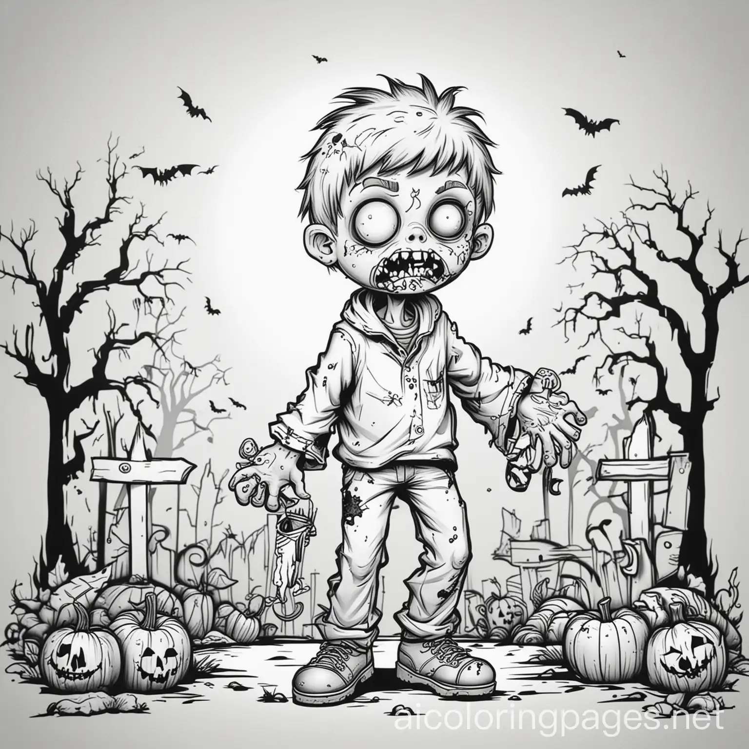 Zombie-Kid-TrickorTreating-Coloring-Page