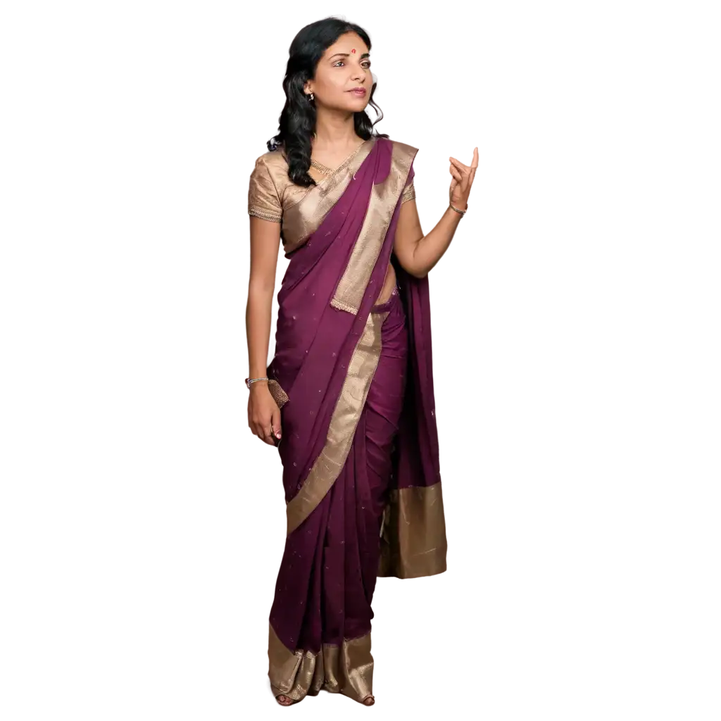 Indian-Mother-in-Saree-Asking-a-Question-to-Her-Kid-PNG-Image