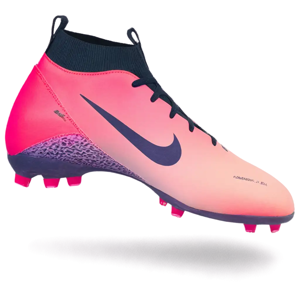 Soccer boot without laces, with an elastic band in the middle, from the Nike brand, in gradient tones from light pink to fuchsia and with the letters AIR next to the heel