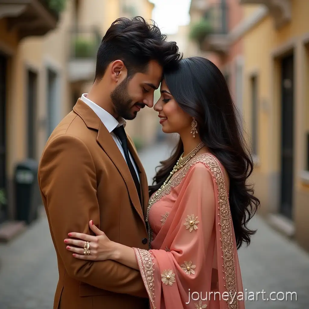 Romantic-Modern-Indian-Mature-Couple-Embracing-in-Stylish-Contemporary-Attire