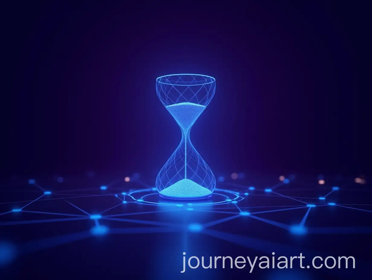 Futuristic-Hourglass-with-Neon-Blue-Accents-in-Digital-World