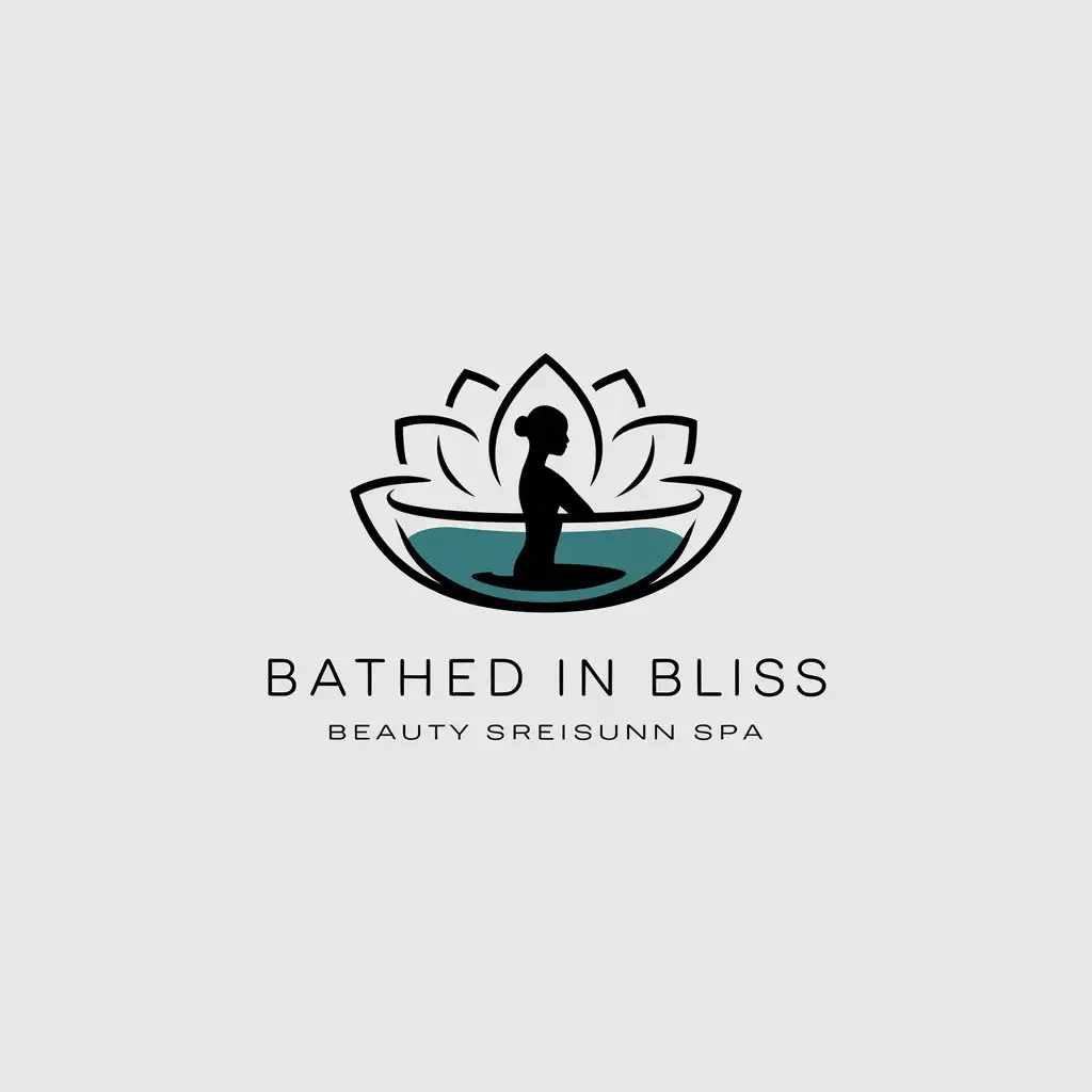 LOGO Design For Bathed in Bliss Yoga Bath Pose with Lotus Background