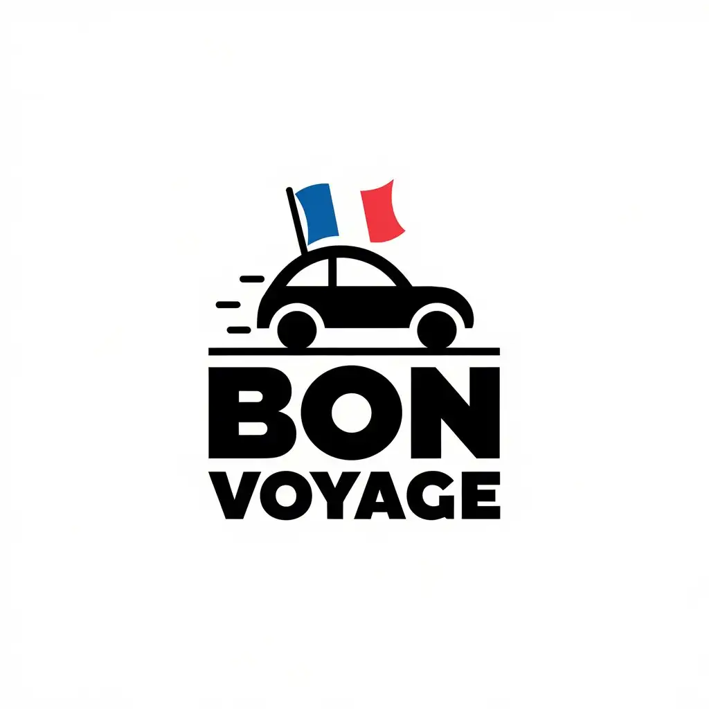 a vector logo design,with the text "bon voyage", main symbol:car,Moderate,be used in Travel industry,clear background