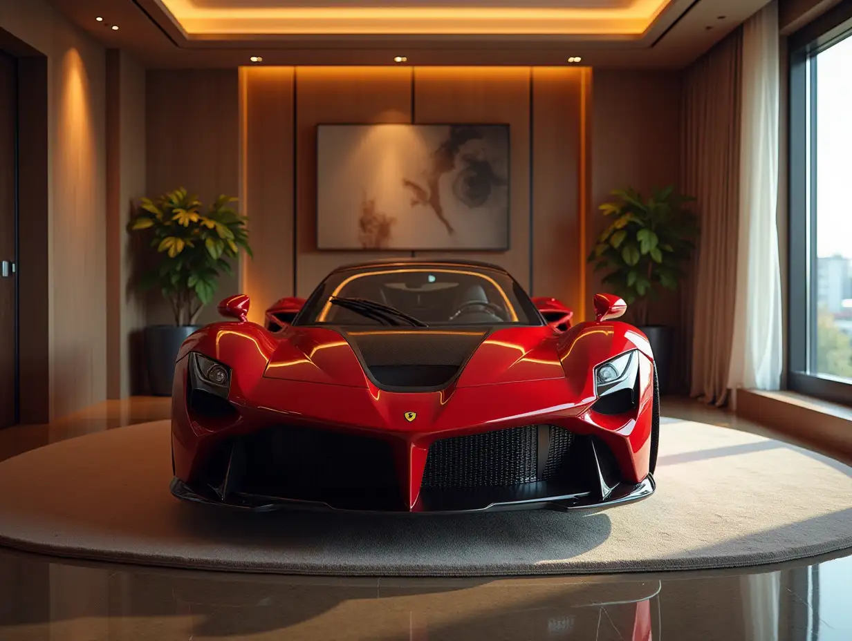 Supercar hanging on a luxury room