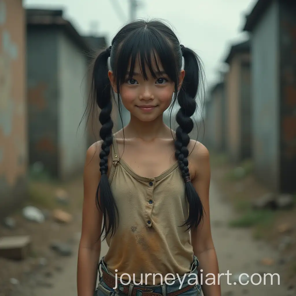 Cute-Asian-Girl-in-PostApocalyptic-World-with-Flirting-Expression-and-Pigtails