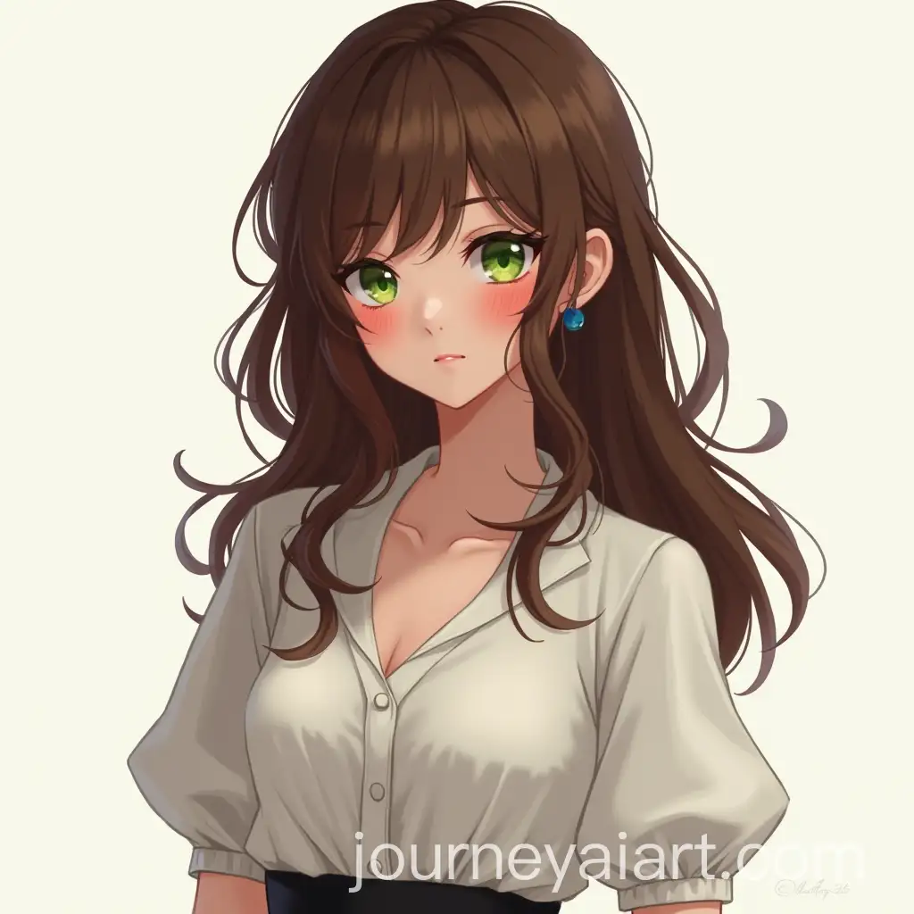 Portrait-of-a-Girl-with-Brown-Blowout-Hair-and-Green-Eyes-in-a-White-Blouse-and-Black-Skirt