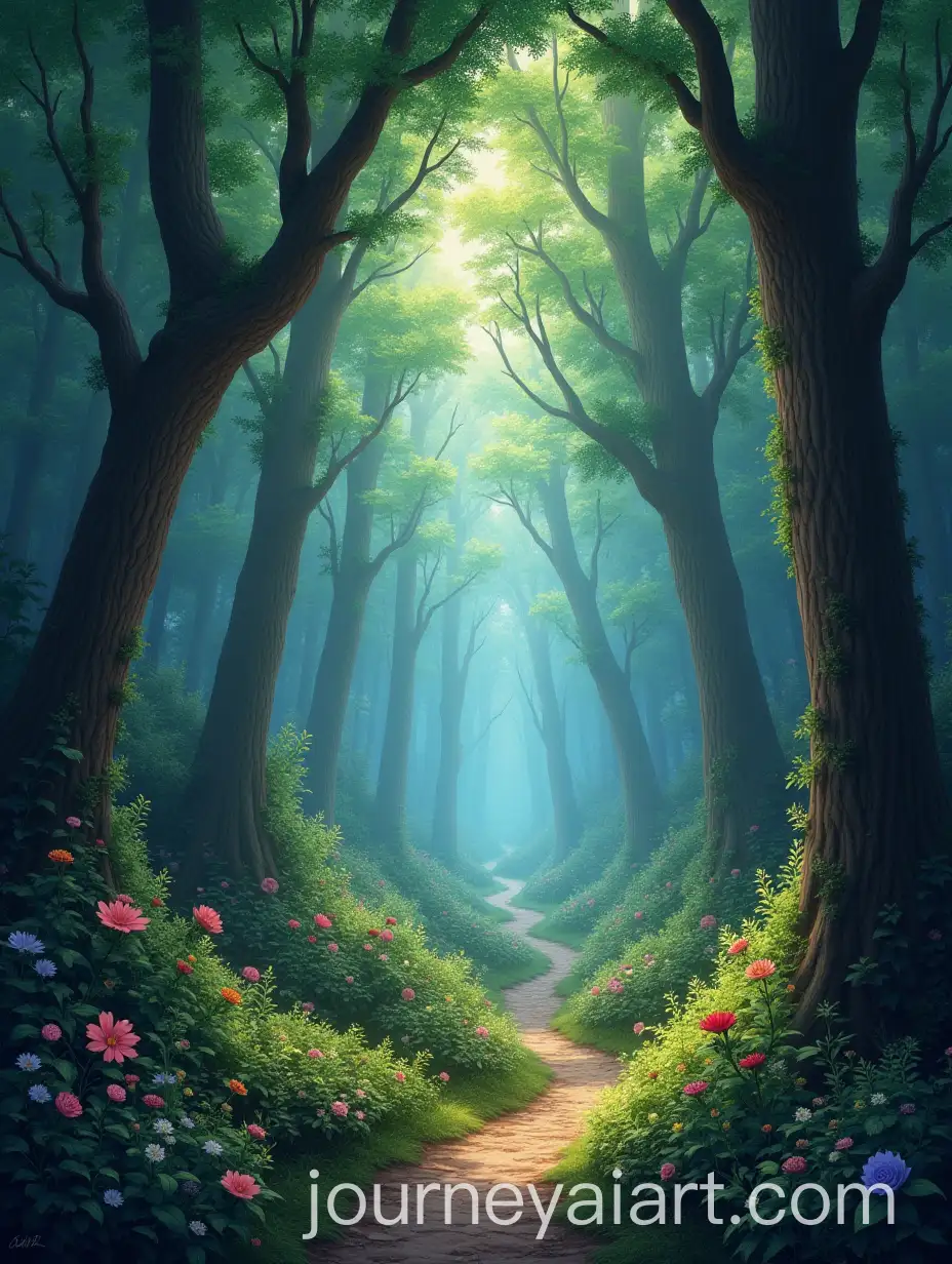 Enchanted-Fantasy-Forest-with-Mystical-Creatures-and-Lush-Foliage