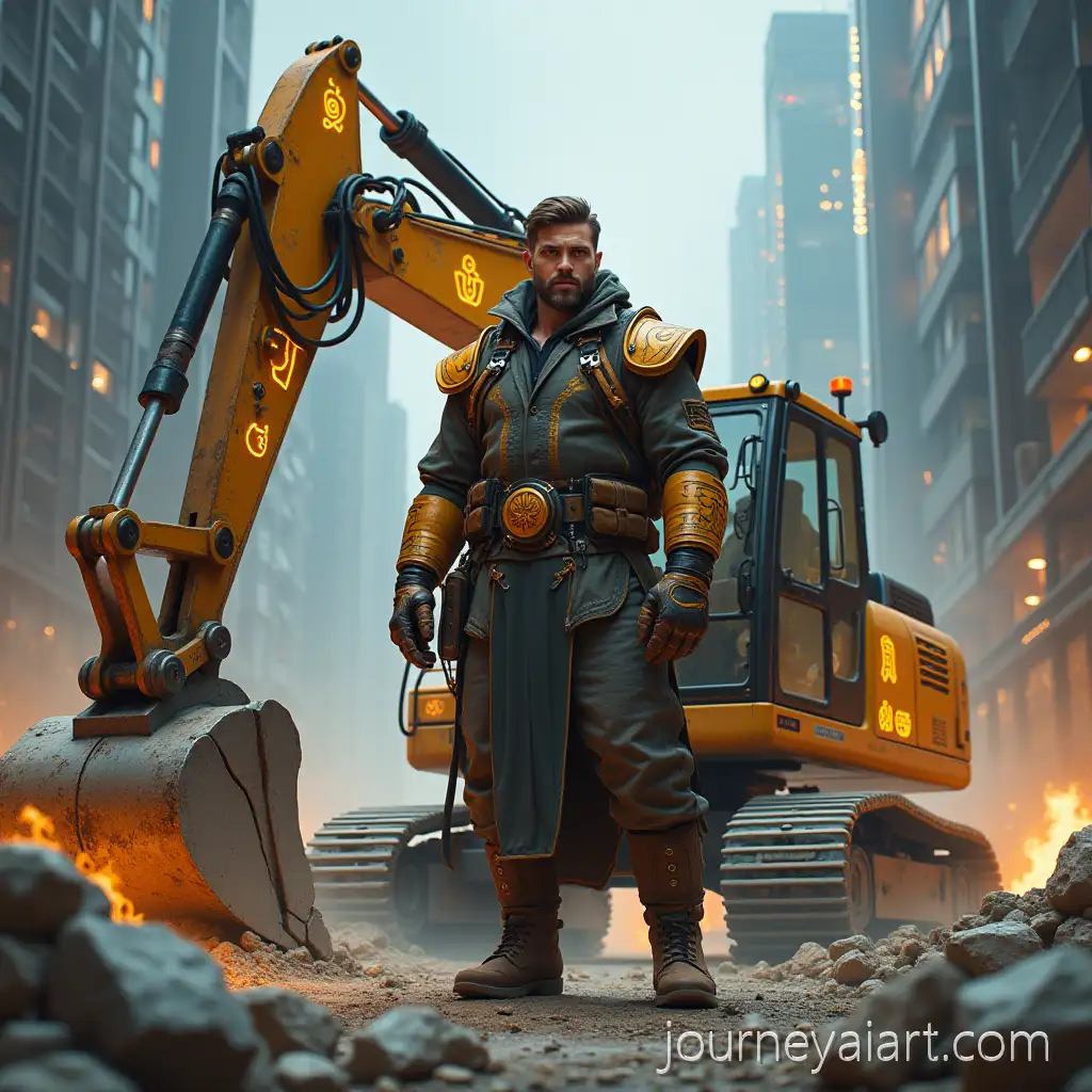 PowerfulAI-Image-Prompt-Expansion-Male-Excavator-Operator-in-Urban-Fantasy-City-with-Enchanted-Excavator